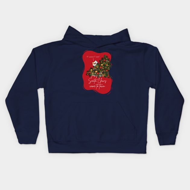 Looks like Santa Claws came to town - Red Christmas Aesthetic Kids Hoodie by applebubble